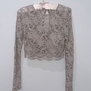 Gorg Long Sleeve Top Lace, Cropped, Full Sparkle City Studio Size 5 Juniors NWOT